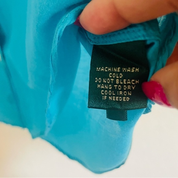 Lauren Ralph Lauren woman button down top size large blue coastal airy light - Picture 7 of 11